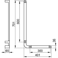 Keuco Winkelgriff Elegance neu verchromt, 401/701mm, rechte Ausführung