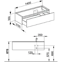 Keuco Waschtischunterschrank Edition 11 140x35x53,5cm, Lac s-matt, Gl. anthr. kl