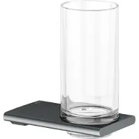 Keuco Glashalter EDITION 400 komplett mit Echtkristall-Glas Schwarzchrom gebürstet