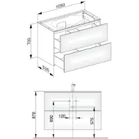 Keuco Edition 11 Waschtischunterbau 1050 x 700 x 535 mm mittig mit 2 Auszüge - Anthrazit Glas / Lack Matt - 31352110000