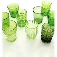 Zafferano Melting Pot Set mit 6 einfarbigen Gläsern - Grün - mundgeblasenes Glas, 32 cl - Kunsthandwerkliche Becher für Wasser und Cocktails