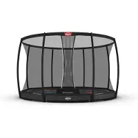 Berg Trampolin Rund 430 cm Elite InGround Grau Levels + Safety Net DLX XL