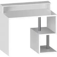 Dmora Schreibtisch Silvio 100x50x93h cm Weiß 2 Regale PC-Ständer