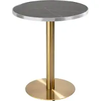Oviala Runder Esstisch 60 cm Marmorplatte schwarz/silber und vergoldeter Fuß - Montmartre