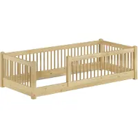 Erst-Holz Kinderbett niedriges Bodenbett Kiefer natur 80x180 Kleinkinder Laufstall ähnlich V-60.65-08-180Rollrost inkl.