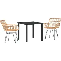 vidaXL Möbel 3-teiliges Garten-Essset Braun Poly Rattan - Gartenstühle 3379177