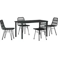 vidaXL Möbel 5-teiliges Garten-Essplatz-Set Schwarz Poly Rattan - Gartenstühle 3379200