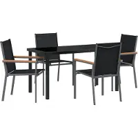 vidaXL Möbel 5-teiliges Garten-Dining-Set Schwarz Textilene und Stahl - Gartenstühle 3379088