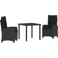 vidaXL Möbel 3-teiliges Garten-Dining-Set mit Kissen Schwarz Poly Rattan - Gartenstühle 3380372