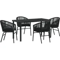 vidaXL Möbel 5-teiliges Garten-Ess-Set Schwarzes Poly-Rattan - Gartenstühle 3379347