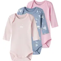 Name it Bodys l/ä - Noos - NbfBody - 3er-Pack - Endlos Sky/W/Bal - - 1 Jahr (80) - Body L/Ä