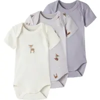 Name it Bodys k/ä - Noos - NbfBody - 3er-Pack - Lilac Marble/W/J - - 74 - Body K/Ä