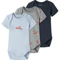 Name it Bodys k/ä - Noos - NbfBody - 3er-Pack - Grey Melange/W/C - - 68 - Body K/Ä