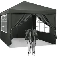 Woltu Pavillon Pop-Up wasserdichter Faltpavillon, aus Oxford Metallrahmen 3 x 3 m Grau