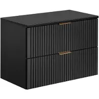 Vente-unique Waschbeckenunterschrank hängend mit Aufsatzplatte - Streifenoptik - Schwarz - 80 cm - ZEVARA
