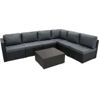 Monster Rattan Modular 7-teiliges Möbelset – Schwarz