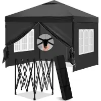 EUGAD Faltpavillon mit Seitenwänden,wasserfest, höhenverstellbar,3x3m,anthrazit