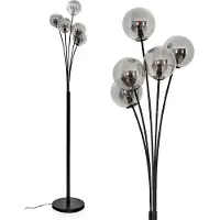 Hofstein Lerici dimmbare Stehlampe aus Metall/Glas in Schwarz/Rauchfarben