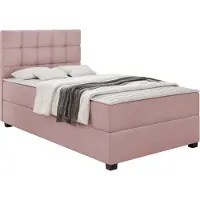 Mirjan 24 Boxspringbett mit Bettkästen Lind, Schlafzimmer Ehebett, Einzelbett mit Topper, Härtegrad H3 (Farbe: Manila 09, Füße: Schwarz, Größe: 120x200 cm)