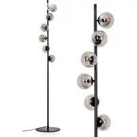 Hofstein Garaguso Stehlampe aus Metall/Glas in Schwarz/Rauchfarben
