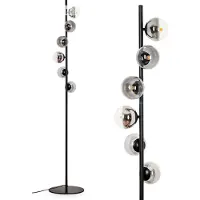 Hofstein Garaguso Stehlampe aus Metall/Glas in Schwarz/Rauchfarben/Klar