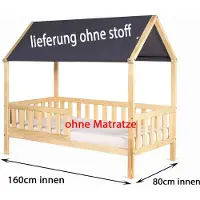 Clamaro Kinderbett Jugendbett Holz Haus mit Dach 160x80 und 180x80 , Bettgröße:160 x 80 cm