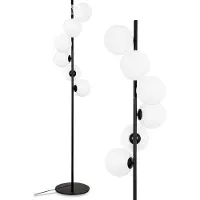 Hofstein Garaguso Stehlampe aus Metall/Glas in Schwarz/Weiß