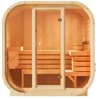 FinnTherm Innensauna Ellipso M, Sauna mit Glasfront, 42 mm Wandstärke, 3 Personen