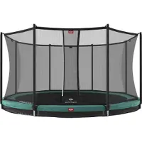 Berg Bodentrampolin Favorit InGround 380 + Sicherheitsnetz Comfort Grün
