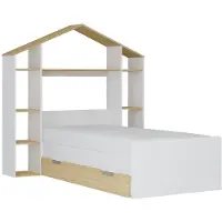 Vente-unique Hüttenbett 90 x 190 cm - Weiß und Natur - JERACO