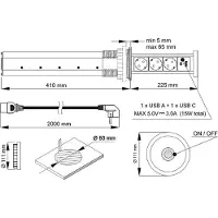 Designlight LIFT BOX Möbelsteckdose Automatisch mit USB C Farbe Schwarz