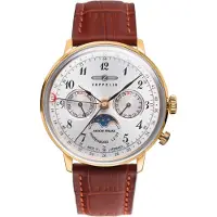 Zeppelin Herrenuhr 7039-1, Edelstahlgehäuse, silbernes Zifferblatt, Lederarmband