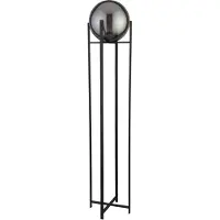 Licht-Erlebnisse Stehleuchte Metall Rauchglas E27 159 cm hoch Schwarz Rauchgrau Kugel Schirm Retro Design