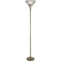Licht-Erlebnisse Stehleuchte Glas Metall E27 179 cm hoch in Messing Antik Weiß rund Jugendstil