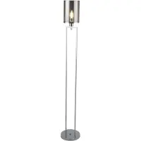 Licht-Erlebnisse Stehlampe Metall Rauchglas 144 cm Chrom Rauchgrau E27 rund Modern Stehleuchte
