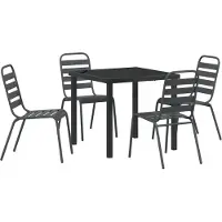 vidaXL Möbel 5-teilige Garten-Essgruppe Dunkelgrauer Stahl - Gartenstühle 3379297