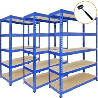 Monster Racking 3 x Blaue Regal 5 Etagen Garage Lager Regal 90x50x180cm