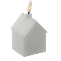 MARELIDA LED Kerze Haus Echtwachskerze in Hausform Lichthaus H: 11cm Timer weiß