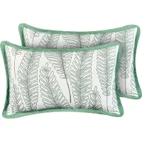 Beliani Gartenkissen 2er Set Grün Polyester Pflanzenmotiv Rechteckig 30x50 cm Wasserabweisend Dekokissen mit Füllung für Garten Terrasse Balkon