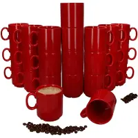 MamboCat 24er Set EVENT stapelbare Kaffeebecher ROT Porzellan 250 ml