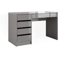 Vicco Schreibtisch Sherry Grau Hochglanz 55 x 120 cm mit Schubladen, Model 57918