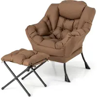 Helloshop26 Fauteuil paresseux - - Ergonomisch - Mit Ottoman - Optimaler Komfort - Braun