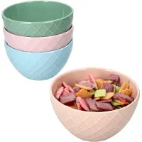 MamboCat Pastelli 4tlg Set Müslischalen Keramik bunt pastell Waffel-Muster Dessert Bowl