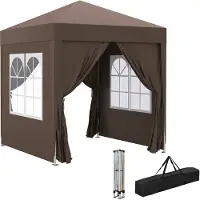 Outsunny Pavillon 2x2m Wasserdicht, Pop-up Faltpavillon mit 4 Seitenwänden, Fenster, faltbar Partyzelt mit UV-Schutz 30+, Gartenzelt mit Tragetasche