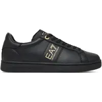 Emporio Armani für Herren. 7X000332_AF10848 Klassische Leder-Sneakers schwarz (45 1/3), Wohnung, Schnürsenkel, Lässig