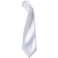 Premier Herrenkrawatte aus Satin (schmale Klinge) (2er-Pack) (Weiß)
