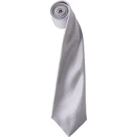 Premier Herrenkrawatte aus Satin (schmale Klinge) (Silbergrau)