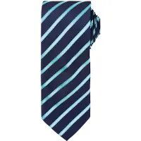 Premier Mens Sports Streifendesign Formal Work Krawatte (Marine/Türkis)