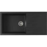 Respekta Küchenspüle Einbauspüle Spüle Granit Mineralite 100x50 Schwarz Houston, 1 Becken