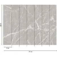 Profhome 382271-GU Fototapete Marmoroptik Matt Grau Weiß 3,71 m x 2,8 m 0,53 m x 20,10 m 10,39 m2 Grau